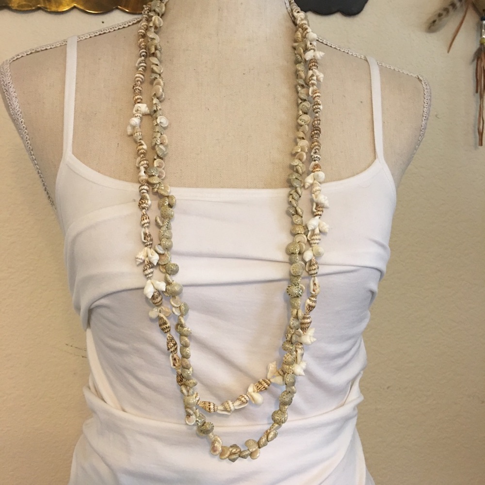 Vintage 2 strand bundle natural shell necklaces